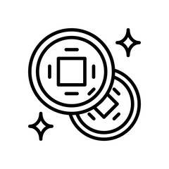 chinese coin icon for your website, mobile, presentation, and logo design.