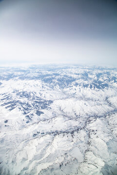 View of Colorado Rocky Mountains from airplane seat