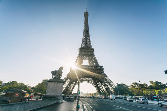 Eiffel Tower against clear sky, Paris, France