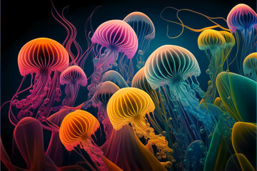 Obraz premium quallen, hintergrund, mysteriös, 