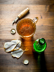 Beer and dried fish.