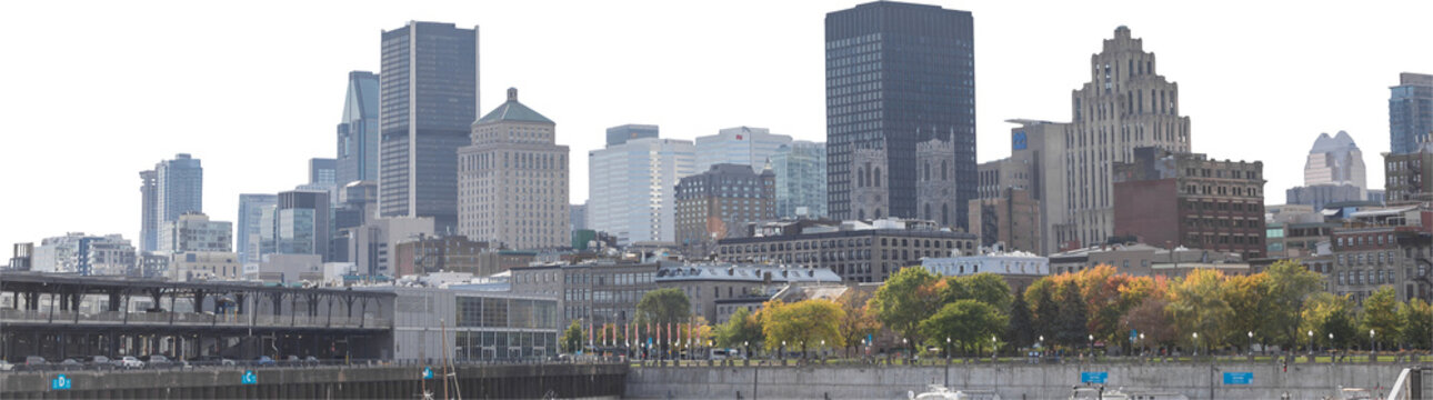 Isolated PNG cutout of a modern cityscape on a transparent background, ideal for photobashing, matte-painting, concept art