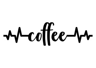 Letras de la palabra coffee en línea de pulso. Texto manuscrito coffee