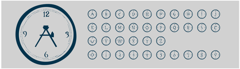 Vector icon letter with clock concept clip art designs