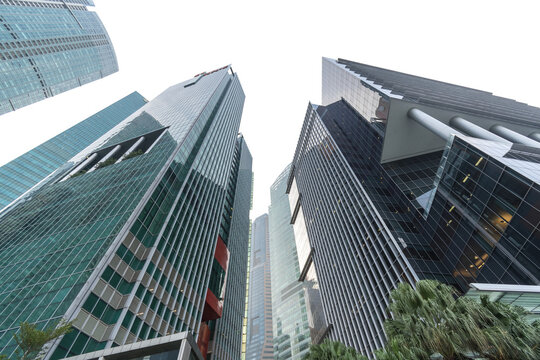 Fototapeta Isolated PNG cutout of a modern cityscape on a transparent background, ideal for photobashing, matte-painting, concept art