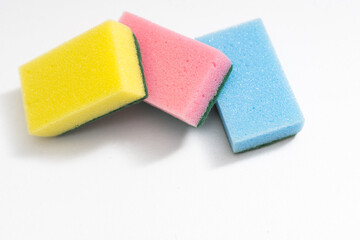 cleaning sponges on a white background