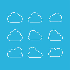 Clouds line icon. Storage solution element, databases, networking, software image, cloud and meteorology concept. Vector line art illustration.
