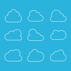 Clouds line icon. Storage solution element, databases, networking, software image, cloud and meteorology concept. Vector line art illustration.