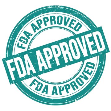 FDA APPROVED text written on blue round stamp sign