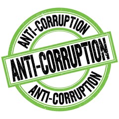 ANTI-CORRUPTION text on green-black round stamp sign