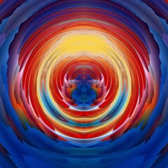 blurred spinning colourful design red yellow orange and contrasting blue