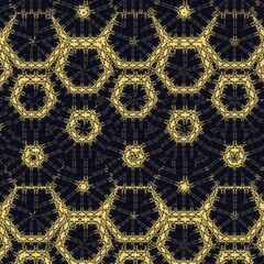 hexagonal connected shapes yellow on black