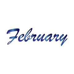 february writing in beautiful colors or neon colors.