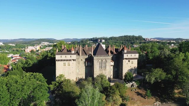Guimaraes Castle and Palace of the Dukes of Braganza , Europe, Portugal, North, in summer on a sunny day.