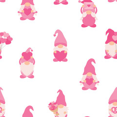 Seamless pattern Valentine's day Gnome vector illustration