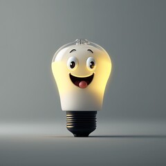 Cute Cartoon Lightbulb Character (Generative AI)