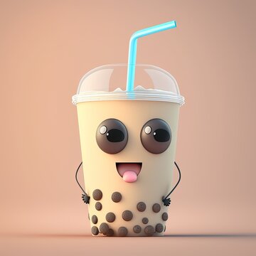 Cute Cartoon Boba Tea Character