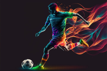 Fototapeta na wymiar Captivating and Dynamic Illustration of a Soccer Player Showcasing Their Skills in a High-energy Game Action (AI Generated)