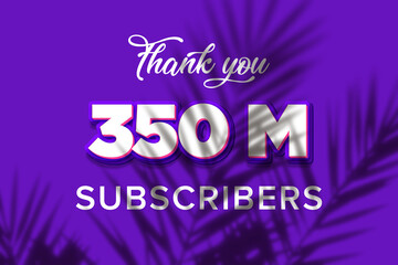 350 Million  subscribers celebration greeting banner with Purple and Pink Design
