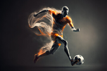Fototapeta na wymiar Captivating and Dynamic Illustration of a Soccer Player Showcasing Their Skills in a High-energy Game Action (AI Generated)