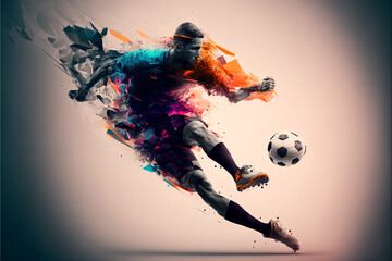 Obraz premium Captivating and Dynamic Illustration of a Soccer Player Showcasing Their Skills in a High-energy Game Action (AI Generated)