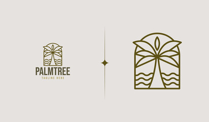 Palm Tree Simple Line Logo Template. Universal creative premium symbol. Vector illustration. Creative Minimal design template. Symbol for Corporate Business Identity