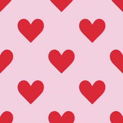 Red and pink hearts seamless pattern. Vector illustration