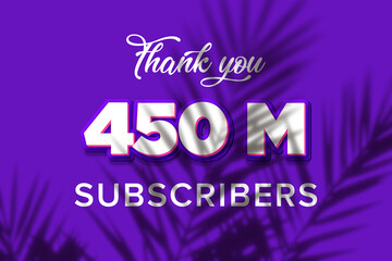 450 Million  subscribers celebration greeting banner with Purple and Pink Design