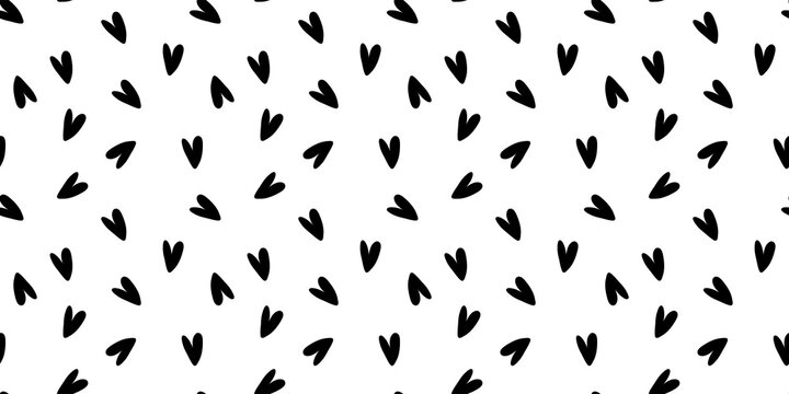 Love heart seamless pattern illustration on transparent background. Trendy hand-drawn doodle seamless pattern with hearts. Valentine's day holiday backdrop texture. PNG image