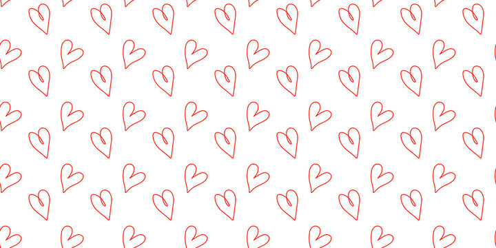 Red love heart seamless pattern illustration on transparent background. Cute pink hearts background print. Valentine's day holiday backdrop texture. Valentines day background. PNG image