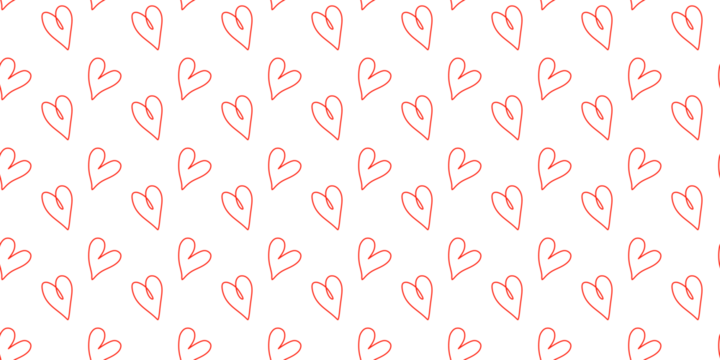 Red love heart seamless pattern illustration on transparent background. Cute pink hearts background print. Valentine's day holiday backdrop texture. Valentines day background. PNG image