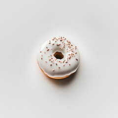 doughnuts on white background, perfect for advertising, packaging, menus, cookbooks. Highlighting texture & details, shot from above, high-res suitable for printing, posters, banners & more