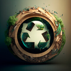 recycling symbol representing the concept of caring for the planet and resources, generative ai