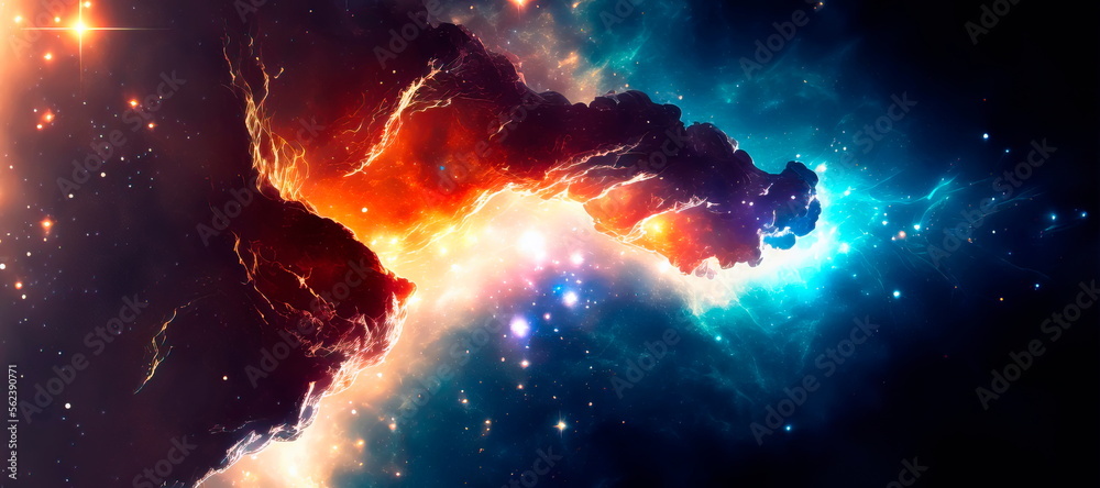 Wall mural panorama universe space nebula and galaxy generative ai