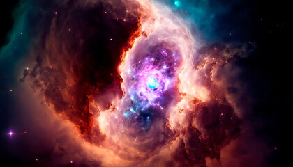 Fototapeta na wymiar Panorama universe space nebula and galaxy Generative AI