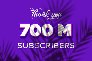 700 Million  subscribers celebration greeting banner with Purple and Pink Design