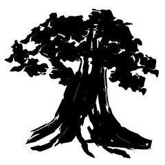 silhouette of bonsai tree