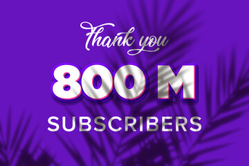 800 Million  subscribers celebration greeting banner with Purple and Pink Design