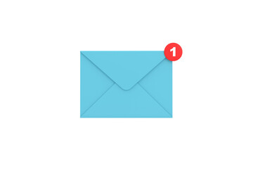 3d. mail envelope with notification new message. envelope email  unread.