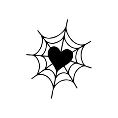 vector illustration of spider web with heart