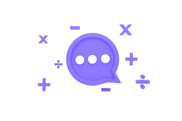 Obraz premium 3D. Math sign speech bubble. Be careful with your words, think before you speak. concept.