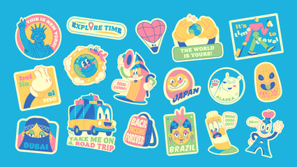 Fototapeta premium Travel Vector Retro Stickers Pack