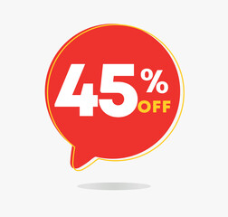 45% off. Discount icon. Special offer, promotion, sales tag. For stores, retail. Vector illustration