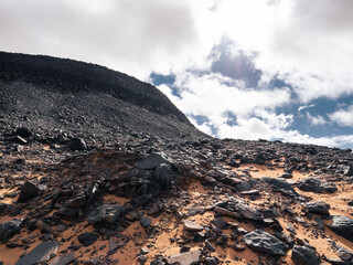 A volcanic hill in the Black Desert, Egypt.