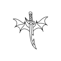 vector illustration of a sword with bat wings