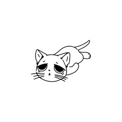 vector illustration of tired cat character