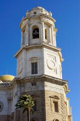 Fototapeta na wymiar Cádiz (Spain). Exterior tower of the Cathedral of the city of Cádiz