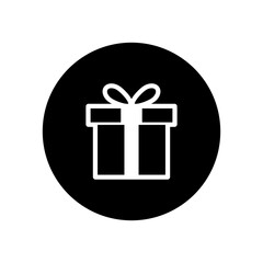 Gift box line icon vector isolated on a circle background