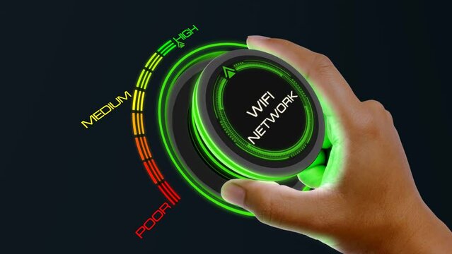 Wifi concept with knob button changing best to poor and reverse