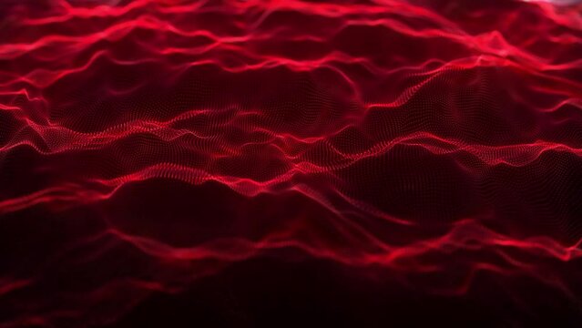 Dynamic wave of glowing particles. Abstract digital background. Data flow information. Concept of digital communication. Big data visualization. 3D rendering. 4k animation.